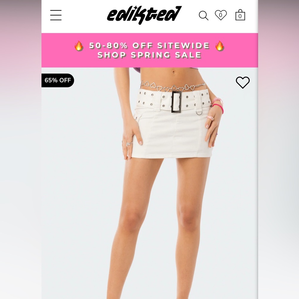 Edikted Roux Belted Mini Skirt - size extra small - worn once